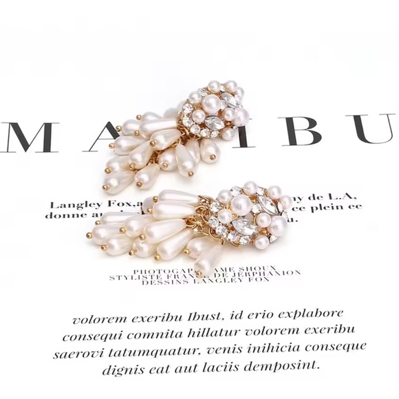 Zara Pearl Tassel Crystal Drop Earrings - Picture 5 of 6